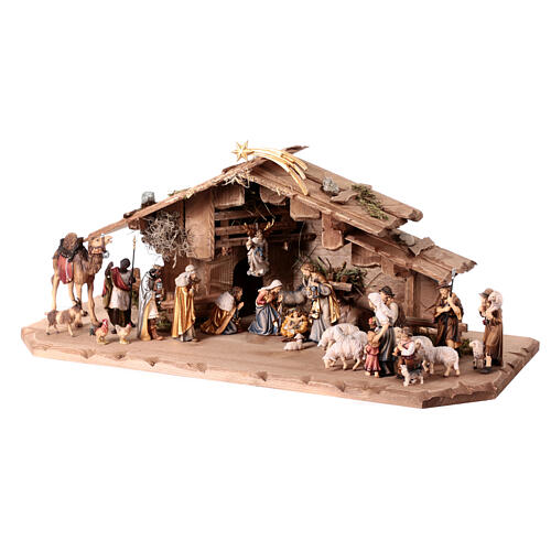 Hut with set of 27 figurines in painted wood for Kostner Nativity Scene 9.5 cm 4