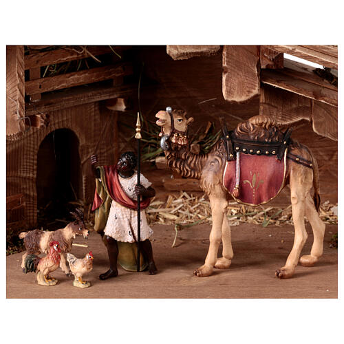 Hut with set of 27 figurines in painted wood for Kostner Nativity Scene 9.5 cm 6