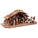 Cabane Sainte Nuit avec set 27 pcs bois peint crèche Kostner 9,5 cm s5