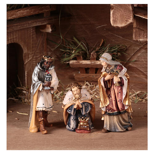 Capanna Notte Sacra con set 27 pz legno dipinto presepe Kostner 9,5 cm 3