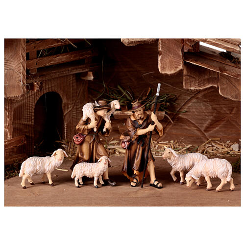 Capanna Notte Sacra con set 27 pz legno dipinto presepe Kostner 9,5 cm 7