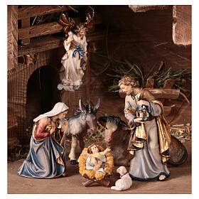 Holy Night Stable 9.5 cm, nativity Kostner, in painted wood 27 pcs