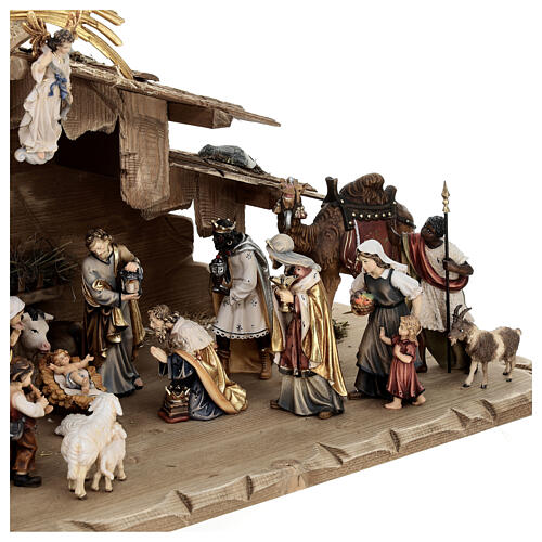Stable and set of 27 pieces in painted wood Kostner Nativity Scene 12 cm 3