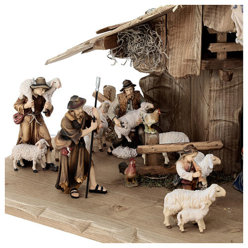 Stable and set of 27 pieces in painted wood Kostner Nativity Scene 12 cm 8