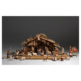 Complete Holy Night nativity set 12 cm, nativity Kostner, in painted wood 27 pcs