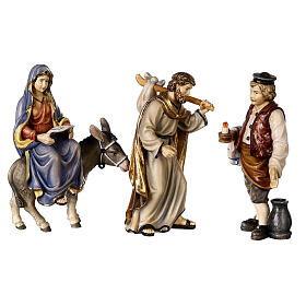 Looking for accomodation scene, painted wood, Kostner Nativity Scene, 12 cm