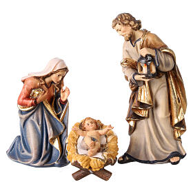 Sacra Famiglia legno dipinto presepe Kostner 9,5 cm
