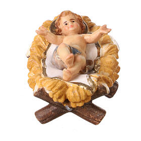 Holy Family statue in painted wood 9.5 cm Kostner nativity