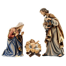 Holy Family statue in painted wood 12 cm Kostner nativity