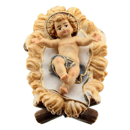 Holy Family statue in painted wood 12 cm Kostner nativity 2