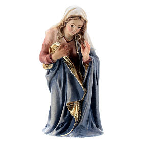Virgin Mary in painted wood for Kostner Nativity Scene 9.5 cm