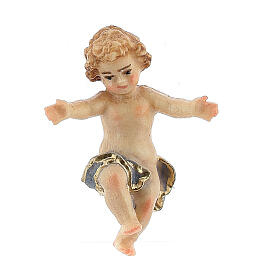 Bambinello legno dipinto presepe Kostner 9,5 cm