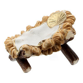 Culla per Bambinello legno dipinto presepe Kostner 9,5 cm