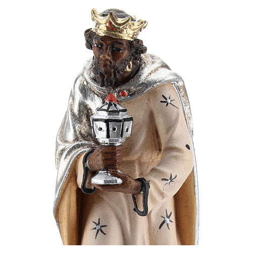 Moor king 12 cm, nativity Kostner, in painted wood 2