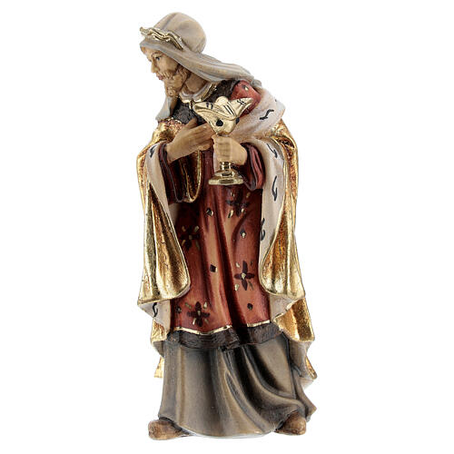 Weisser König für Krippe Kostner Grödnertal Holz 9.5cm 2