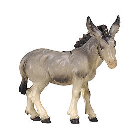 Grey standing donkey 12 cm, nativity Kostner, in painted wood