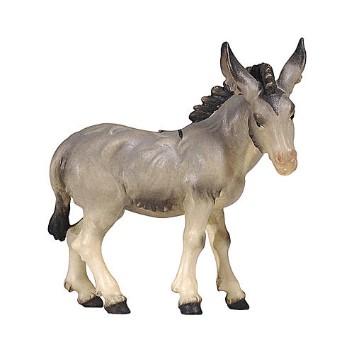 Grey standing donkey 12 cm, nativity Kostner, in painted wood 1
