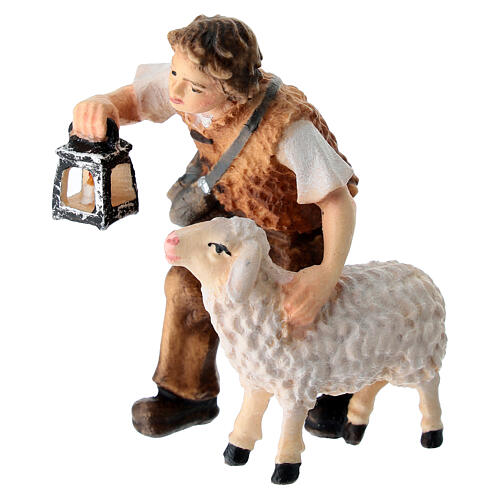 Bambino con pecora legno dipinto presepe Kostner 9,5 cm 3