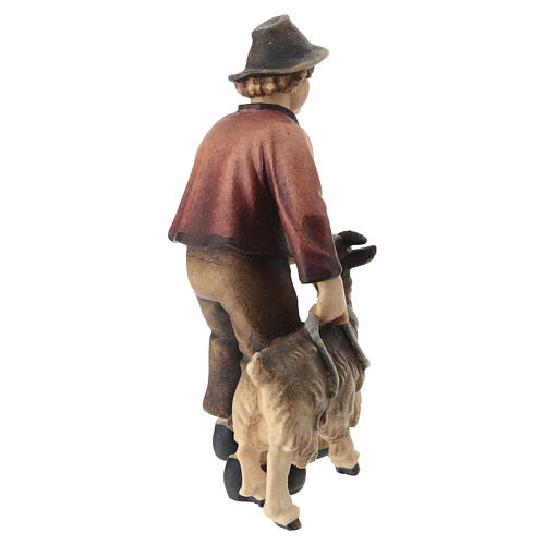 Ragazzo con capra legno dipinto presepe Kostner 9,5 cm 3
