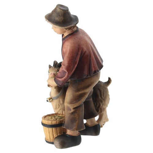 Ragazzo con capra legno dipinto presepe Kostner 9,5 cm 4