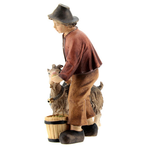 Child with goat in painted wood for Kostner Nativity Scene 12 cm 3