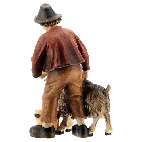 Child with goat in painted wood for Kostner Nativity Scene 12 cm 6