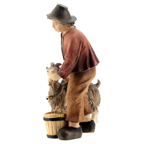 Ragazzo con capra legno dipinto presepe Kostner 12 cm 3