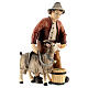 Ragazzo con capra legno dipinto presepe Kostner 12 cm s1