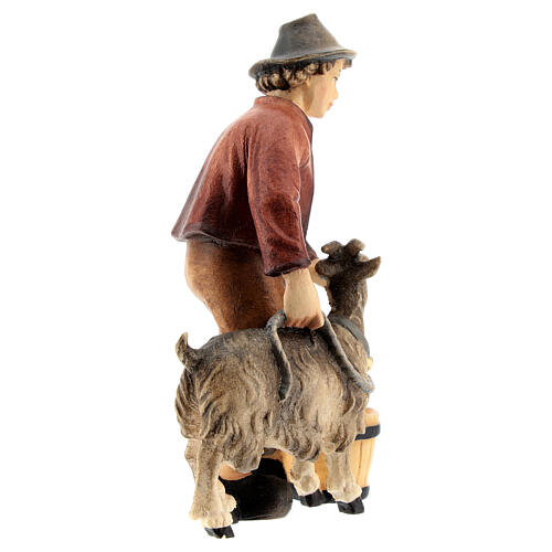 Young shepherd with goat 12 cm, nativity Kostner, in painted wood 4