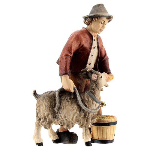 Young shepherd with goat 12 cm, nativity Kostner, in painted wood 5