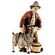 Young shepherd with goat 12 cm, nativity Kostner, in painted wood s1