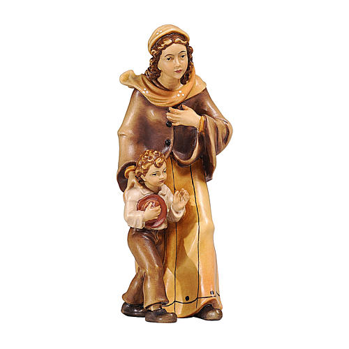 Mujer con niño madera pintada belén Kostner 9,5 cm 1