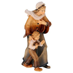 Woman with child in painted wood for Kostner Nativity Scene 12 cm