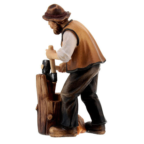 Lumberjack making shingles 9.5 cm, nativity Kostner, in painted wood 4