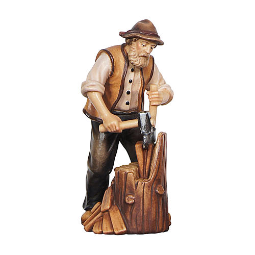Lenhador idoso madeira pintada para presépio Kostner peças altura média 12 cm 1