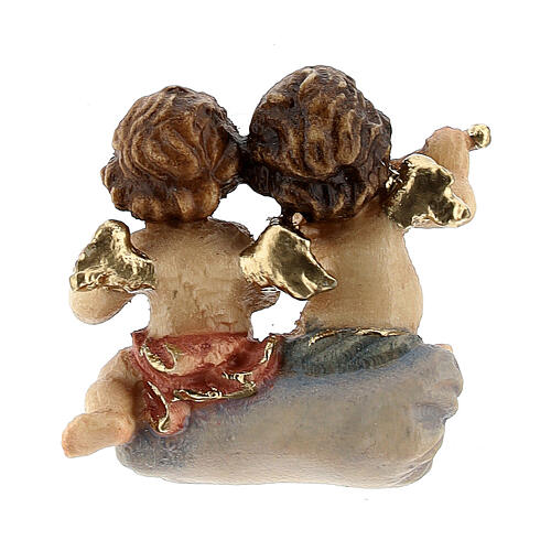 Couple d'anges bois peint crèche Kostner 9,5 cm 2