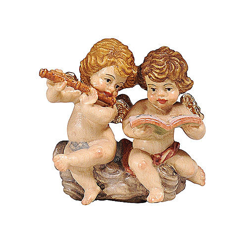 Pareja angelitos madera pintada belén Kostner 12 cm 1