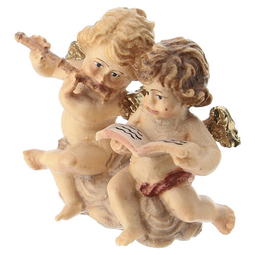 Coppia angioletti legno dipinto presepe Kostner 12 cm 2