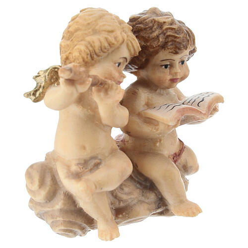 Coppia angioletti legno dipinto presepe Kostner 12 cm 3