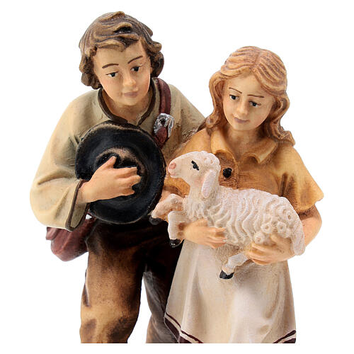 Coppia bambini legno dipinto presepe Kostner 12 cm 2