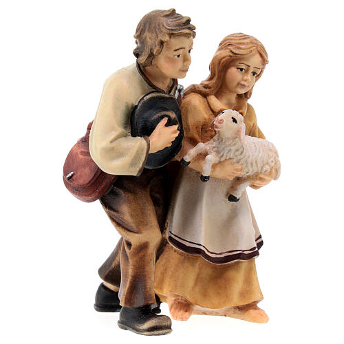 Coppia bambini legno dipinto presepe Kostner 12 cm 4