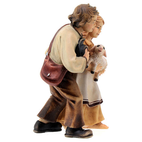 Coppia bambini legno dipinto presepe Kostner 12 cm 5