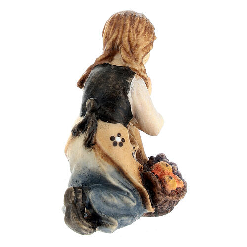 Kneeling girl in painted wood for Kostner Nativity Scene 9.5 cm 4