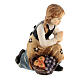 Kneeling girl in painted wood for Kostner Nativity Scene 9.5 cm s2