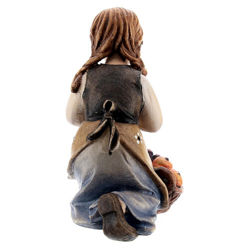 Petite fille agenouillée bois peint crèche Kostner 12 cm 3