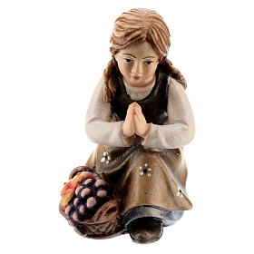 Girl praying 12 cm, nativity Kostner, in painted wood