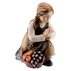 Girl praying 12 cm, nativity Kostner, in painted wood