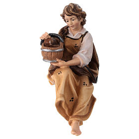 Girl for fountain scene in painted wood, Kostner Nativity scene 9.5 cm