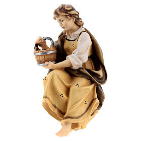 Pastorella per fontana legno dipinto presepe Kostner 12 cm