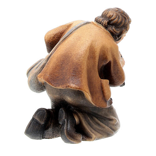 Shepherd kneeled with two lambs in painted wood, Kostner Nativity scene 9.5 cm 4